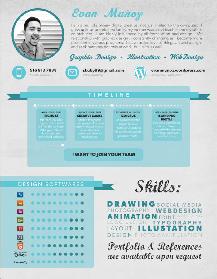 Evan Munoz Graphic Design Resume - 2014 - Long Island, New York